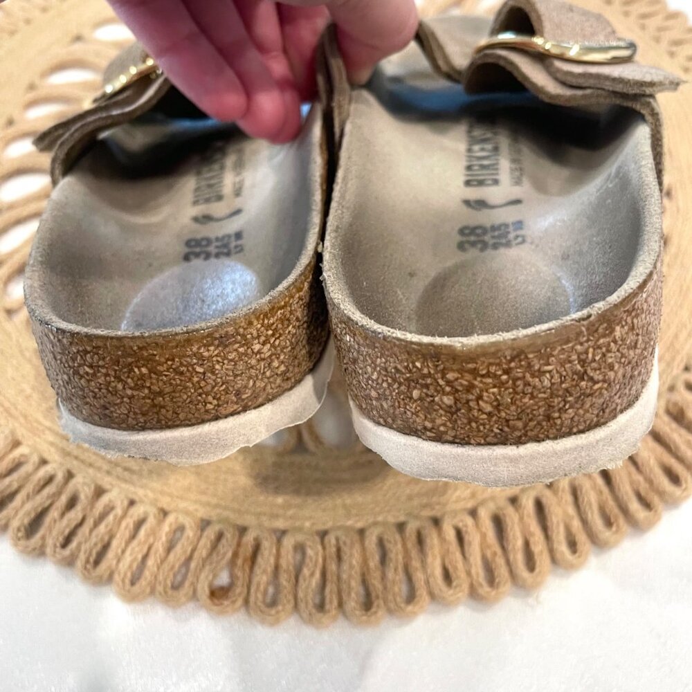 Birkenstock Metallic Rose Gold Siena Big Buckle Cross Strap Sandals EU 38 - Picture 9 of 10